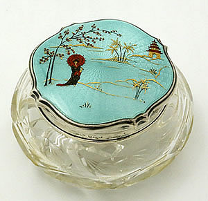 Birmingham English silver Japanesque jar enamel 1902